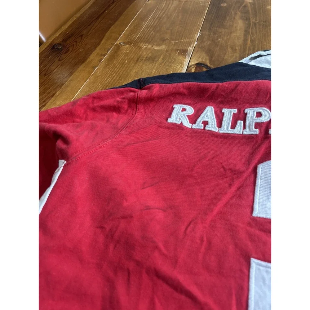 Polo Ralph Lauren Men's Red Black White Custom Fit Rugby Shirt Size L/G #3